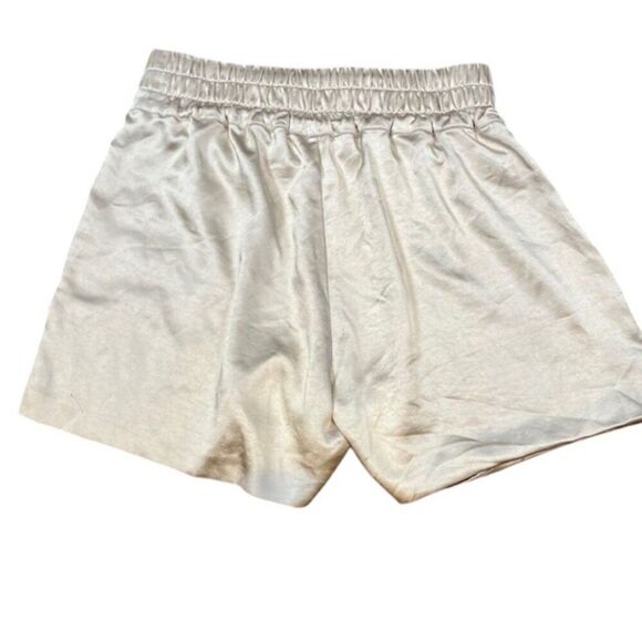 Generation Love Satin Shorts Champagne Cream Elastic Waist HEM Repair Medium - Picture 3 of 11